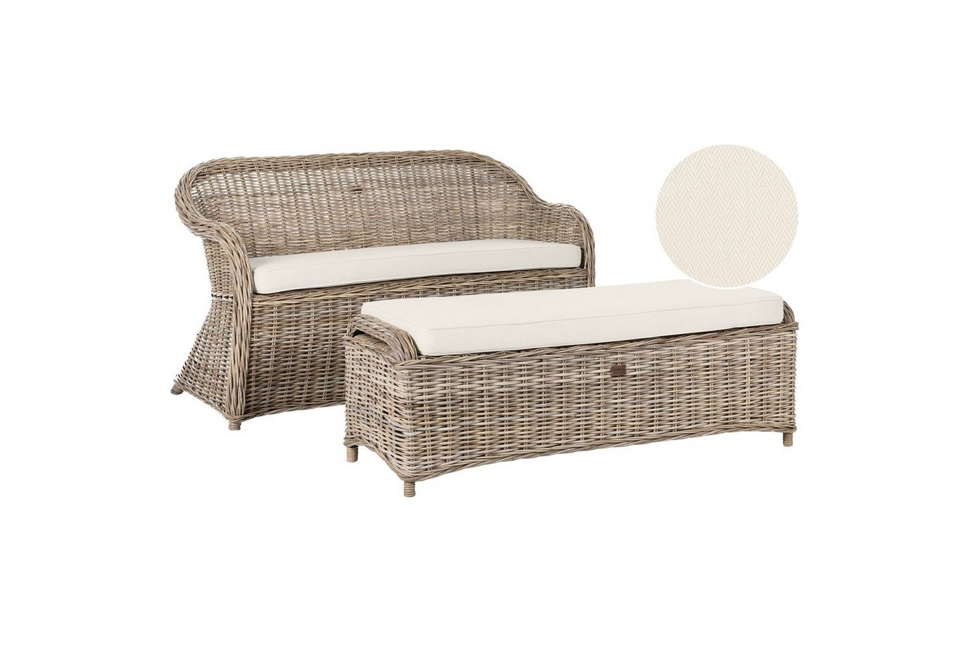 2.5-sitssoffa med fotpall Beliani Susua Nature\|\|Cream white -