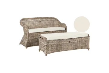 2.5-sitssoffa med fotpall Beliani Susua Nature||Cream white - Møbler - Sofaer - Sofagrupper