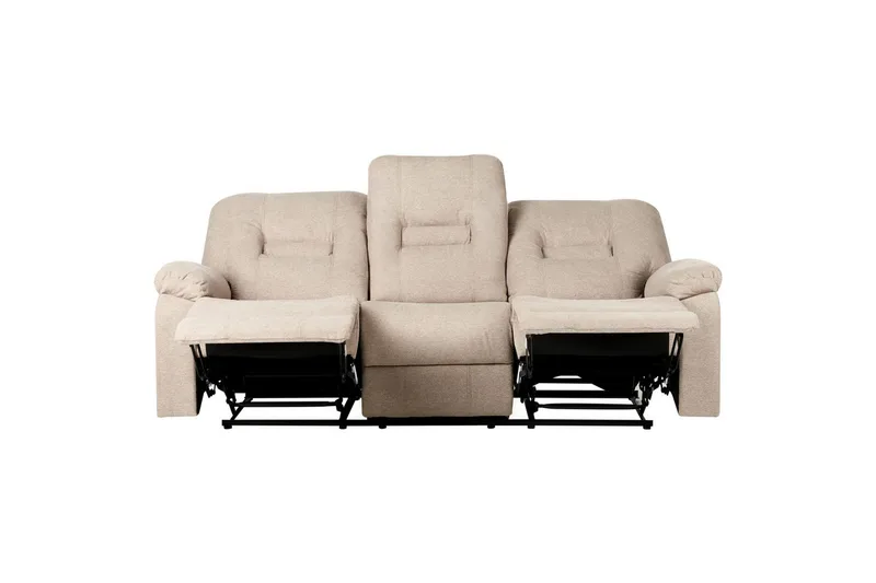 3-seters reclinersofa manuell Bergen Beige, svart - Beige, svart - Møbler - Sofaer - Sofa 3 seter