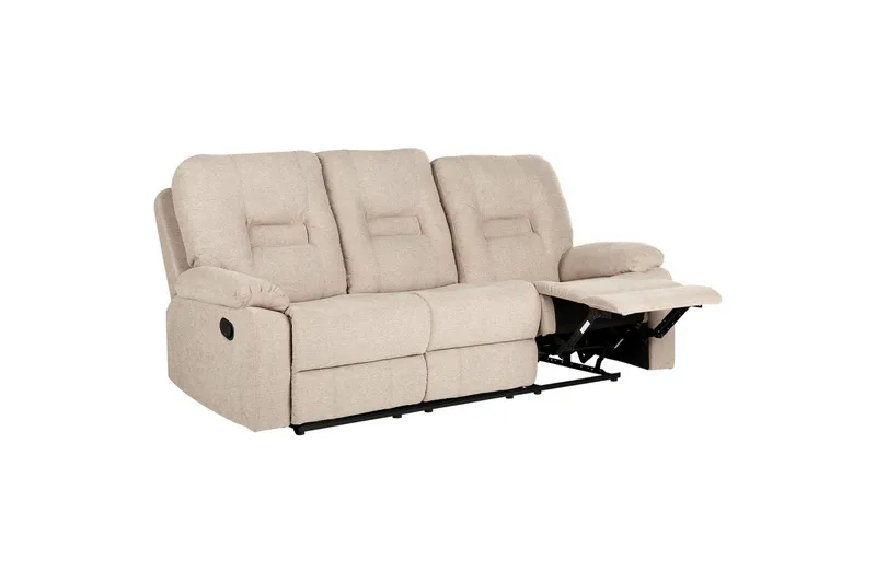 3-seters reclinersofa manuell Bergen Beige, svart, Beige, svart