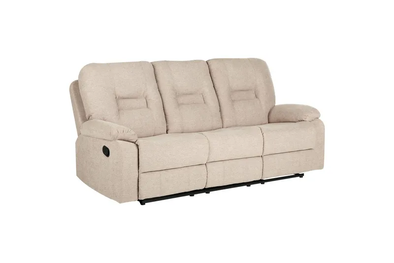 3-seters reclinersofa manuell Bergen Beige, svart - Beige, svart - Møbler - Sofaer - Sofa 3 seter