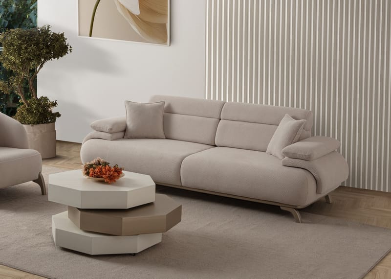 3-seters sofa Atelier Del Sofa Bonjo Silver (246 x 81 x 97 cm) Beige - Beige - Møbler - Sofaer - Sofa 3 seter
