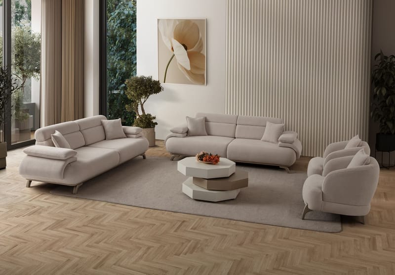 3-seters sofa Atelier Del Sofa Bonjo Silver (246 x 81 x 97 cm) Beige - Beige - Møbler - Sofaer - Sofa 3 seter