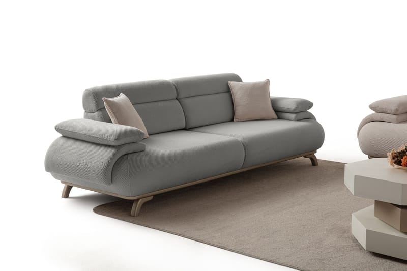 3-seters sofa Atelier Del Sofa Bonjo Silver (246 x 81 x 97 cm) Grå - Grå - Møbler - Sofaer - Sofa 3 seter