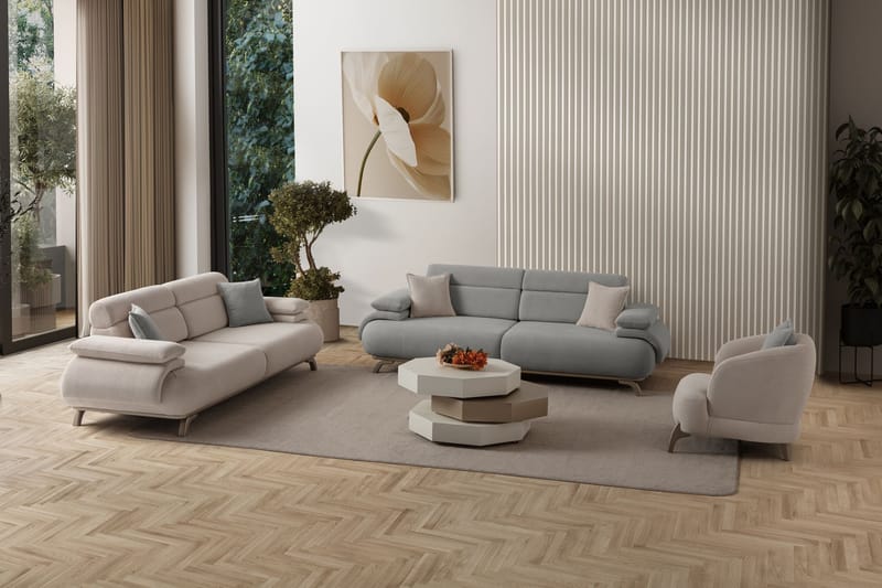 3-seters sofa Atelier Del Sofa Bonjo Silver (246 x 81 x 97 cm) Grå - Grå - Møbler - Sofaer - Sofa 3 seter