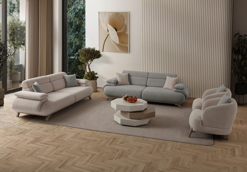 3-seters sofa Atelier Del Sofa Bonjo Silver (246 x 81 x 97 cm) Grå - Grå - Møbler - Sofaer - Sofa 3 seter