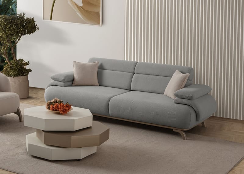 3-seters sofa Atelier Del Sofa Bonjo Silver (246 x 81 x 97 cm) Grå - Grå - Møbler - Sofaer - Sofa 3 seter