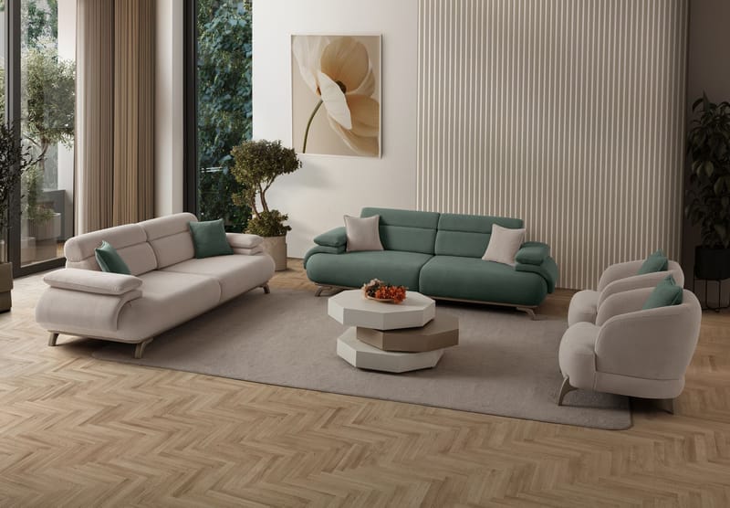 3-seters sofa Atelier Del Sofa Bonjo Silver (246 x 81 x 97 cm) Grønn - Grønn - Møbler - Sofaer - Sofa 3 seter