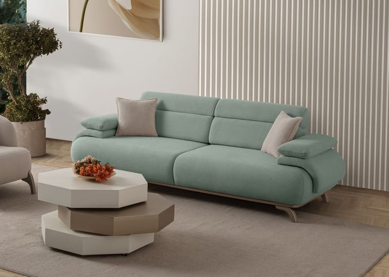3-seters sofa Atelier Del Sofa Bonjo Silver (246 x 81 x 97 cm) Sea Green - Sjøgrønn - Møbler - Sofaer - Sofa 3 seter