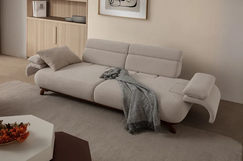 3-seters sofa Atelier Del Sofa Bonjo Walnut (246 x 81 x 97 cm) Beige - Beige - Møbler - Sofaer - Sofa 3 seter