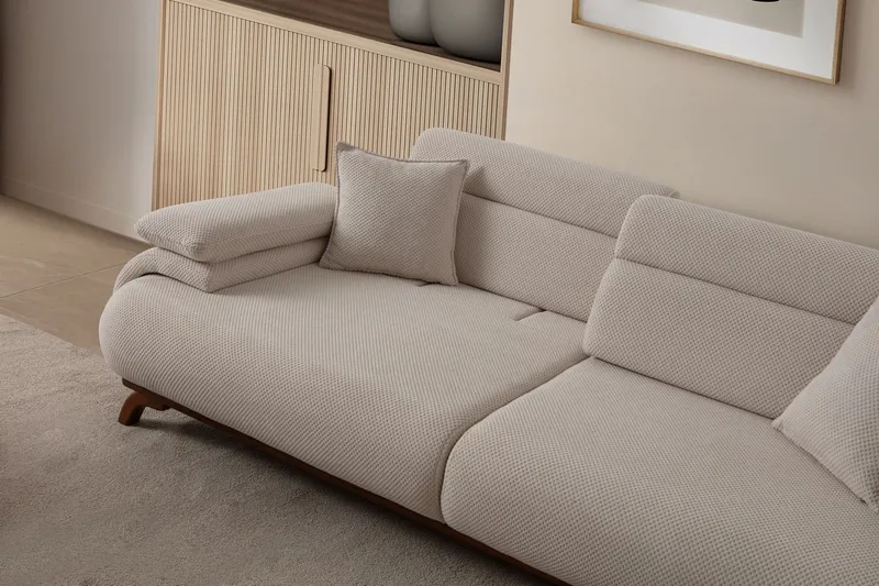 3-seters sofa Atelier Del Sofa Bonjo Walnut (246 x 81 x 97 cm) Beige - Beige - Møbler - Sofaer - Sofa 3 seter