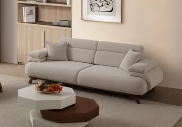 3-seters sofa Atelier Del Sofa Bonjo Walnut (246 x 81 x 97 cm) Beige - Beige - Møbler - Sofaer - Sofa 3 seter