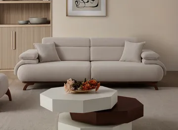 3-seters sofa Atelier Del Sofa Bonjo Walnut (246 x 81 x 97 cm) Beige - Beige - Møbler - Sofaer - Sofa 3 seter