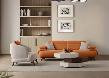 3-seters sofa Atelier Del Sofa Bonjo Walnut (246 x 81 x 97 cm) Tile Red - Teglsteinrød - Møbler - Sofaer - Sofa 3 seter