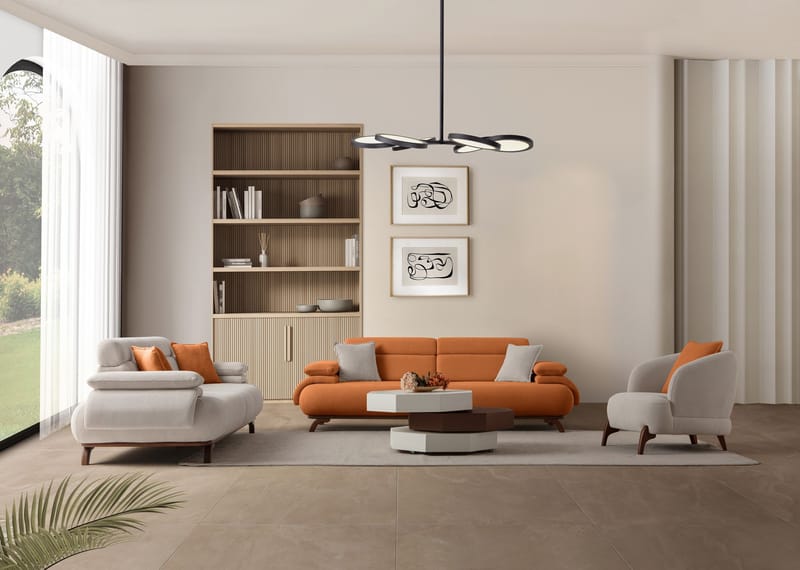 3-seters sofa Atelier Del Sofa Bonjo Walnut (246 x 81 x 97 cm) Tile Red - Teglsteinrød - Møbler - Sofaer - Sofa 3 seter