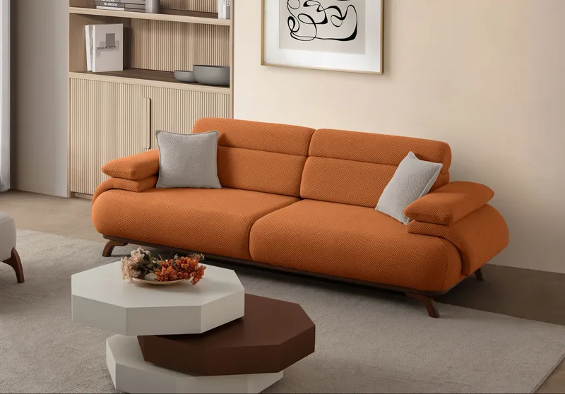 3-seters sofa Atelier Del Sofa Bonjo Walnut (246 x 81 x 97 cm) Tile Red - Teglsteinrød - Møbler - Sofaer - Sofa 3 seter