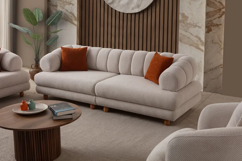 3-seters sofa Atelier Del Sofa Gloria (240 x 80 x 95 cm) Beige - Beige - Møbler - Sofaer - Sofa 3 seter