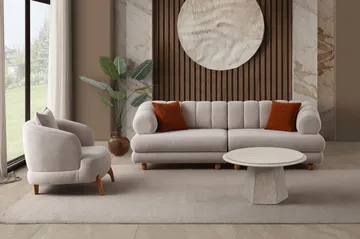 3-seters sofa Atelier Del Sofa Gloria (240 x 80 x 95 cm) Beige - Beige - Møbler - Sofaer - Sofa 3 seter