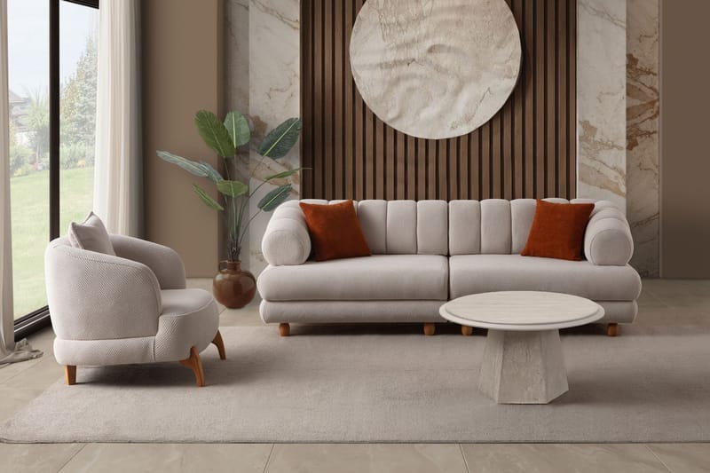 3-seters sofa Atelier Del Sofa Gloria (240 x 80 x 95 cm) Beige - Beige - Møbler - Sofaer - Sofa 3 seter
