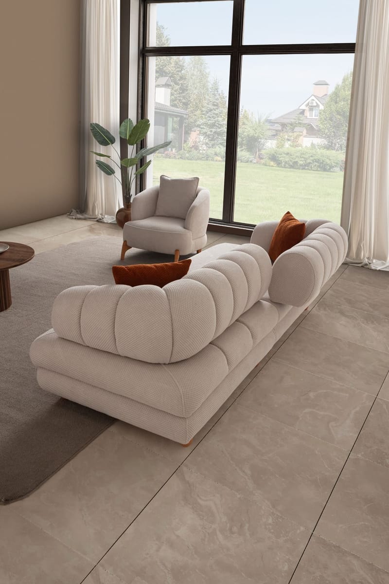 3-seters sofa Atelier Del Sofa Gloria (240 x 80 x 95 cm) Beige - Beige - Møbler - Sofaer - Sofa 3 seter