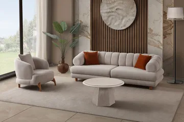 3-seters sofa Atelier Del Sofa Gloria (240 x 80 x 95 cm) Beige - Beige - Møbler - Sofaer - Sofa 3 seter