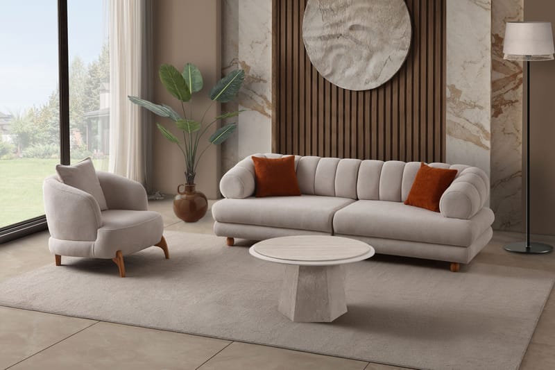 3-seters sofa Atelier Del Sofa Gloria (240 x 80 x 95 cm) Beige - Beige - Møbler - Sofaer - Sofa 3 seter