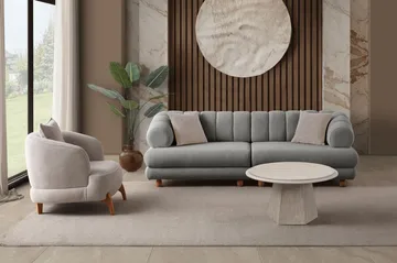 3-seters sofa Atelier Del Sofa Gloria (240 x 80 x 95 cm) Grå - Grå - Møbler - Sofaer - Sofa 3 seter
