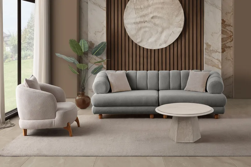 3-seters sofa Atelier Del Sofa Gloria (240 x 80 x 95 cm) Grå - Grå - Møbler - Sofaer - Sofa 3 seter