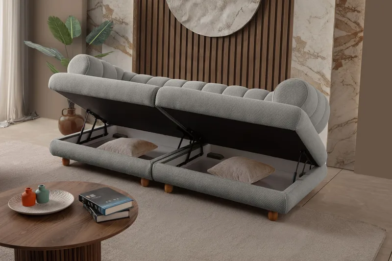 3-seters sofa Atelier Del Sofa Gloria (240 x 80 x 95 cm) Grå - Grå - Møbler - Sofaer - Sofa 3 seter