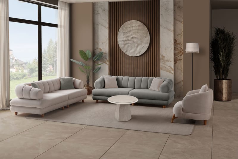 3-seters sofa Atelier Del Sofa Gloria (240 x 80 x 95 cm) Grå - Grå - Møbler - Sofaer - Sofa 3 seter