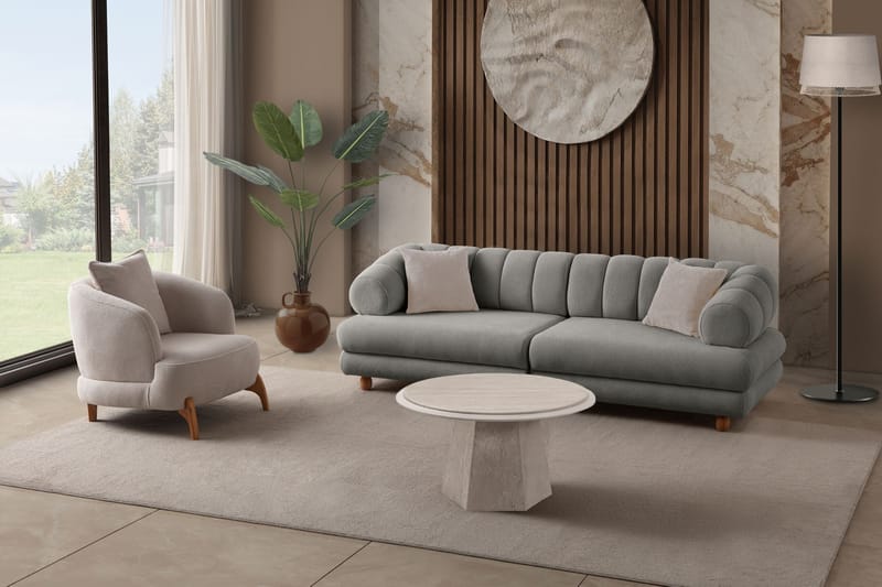 3-seters sofa Atelier Del Sofa Gloria (240 x 80 x 95 cm) Grå - Grå - Møbler - Sofaer - Sofa 3 seter