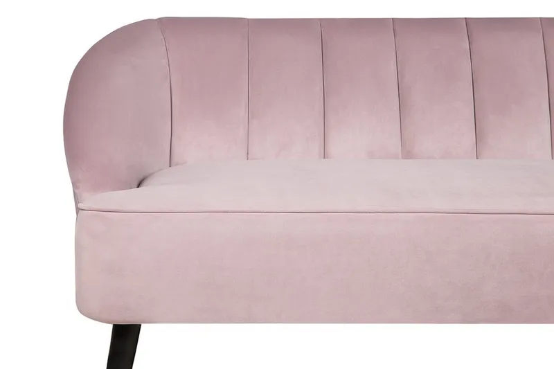 Alsvag 3-seter Kanalstoppet Fløyelssofa med Trebein - Rosa - Møbler - Sofaer - Sofa 3 seter