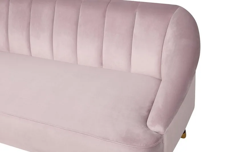 Alsvag 3-seter Kanalstoppet Fløyelssofa med Trebein - Rosa - Møbler - Sofaer - Sofa 3 seter