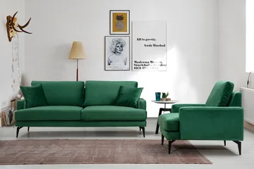Andary 3-seters Sofa - Grønn/Svart - Møbler - Sofaer - Sofa 3 seter
