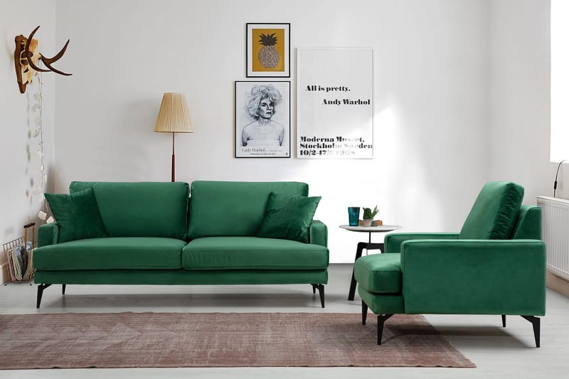 Andary 3-seters Sofa - Grønn/Svart - Møbler - Sofaer - Sofa 3 seter
