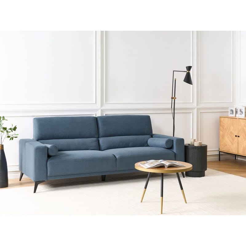 3-seters sofa Ange - Blå, Svart/Polyester - Møbler - Sofaer - Sofa 3 seter