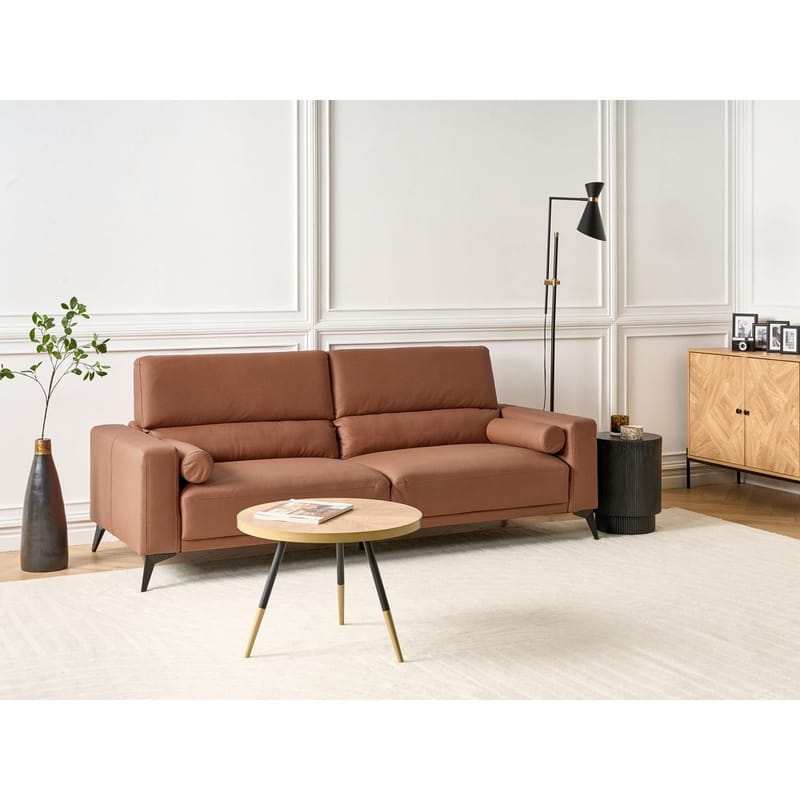 3-seters sofa Ange - Brun, Svart/Vegansk økologisk kunstlær - Møbler - Sofaer - Sofa 3 seter