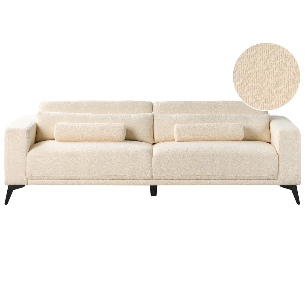 3-seters sofa Ange - Hvit, Svart/Bouclé