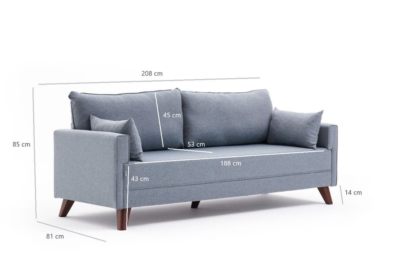 Antigua 3-seters Sofa - Blå/Brun - Sofa 3 seter