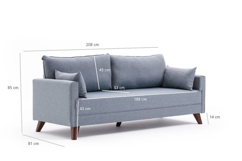 Antigua 3-seters Sofa - Blå/Brun - Møbler - Sofaer - Sofa 3 seter