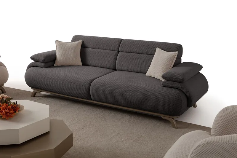 3-seters sofa Atelier Del Sofa Bonjo Silver (246 x 81 x 97 cm) Antrasitt, Antrasitt
