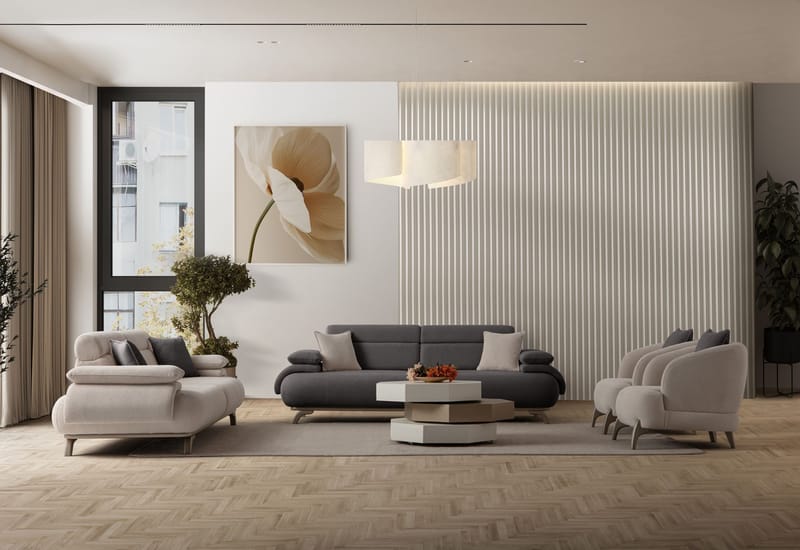 3-seters sofa Atelier Del Sofa Bonjo Silver (246 x 81 x 97 cm) Antrasitt - Antrasitt - Møbler - Sofaer - Sofa 3 seter
