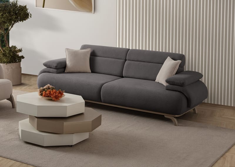 3-seters sofa Atelier Del Sofa Bonjo Silver (246 x 81 x 97 cm) Antrasitt - Antrasitt - Møbler - Sofaer - Sofa 3 seter