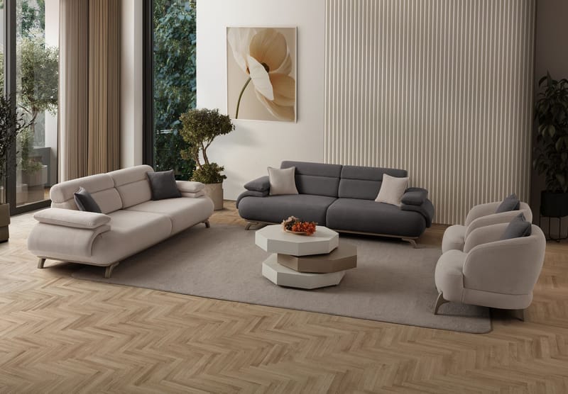 3-seters sofa Atelier Del Sofa Bonjo Silver (246 x 81 x 97 cm) Antrasitt - Antrasitt - Møbler - Sofaer - Sofa 3 seter