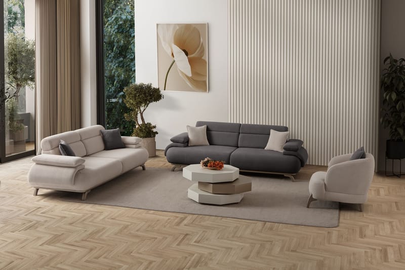 3-seters sofa Atelier Del Sofa Bonjo Silver (246 x 81 x 97 cm) Antrasitt - Antrasitt - Møbler - Sofaer - Sofa 3 seter