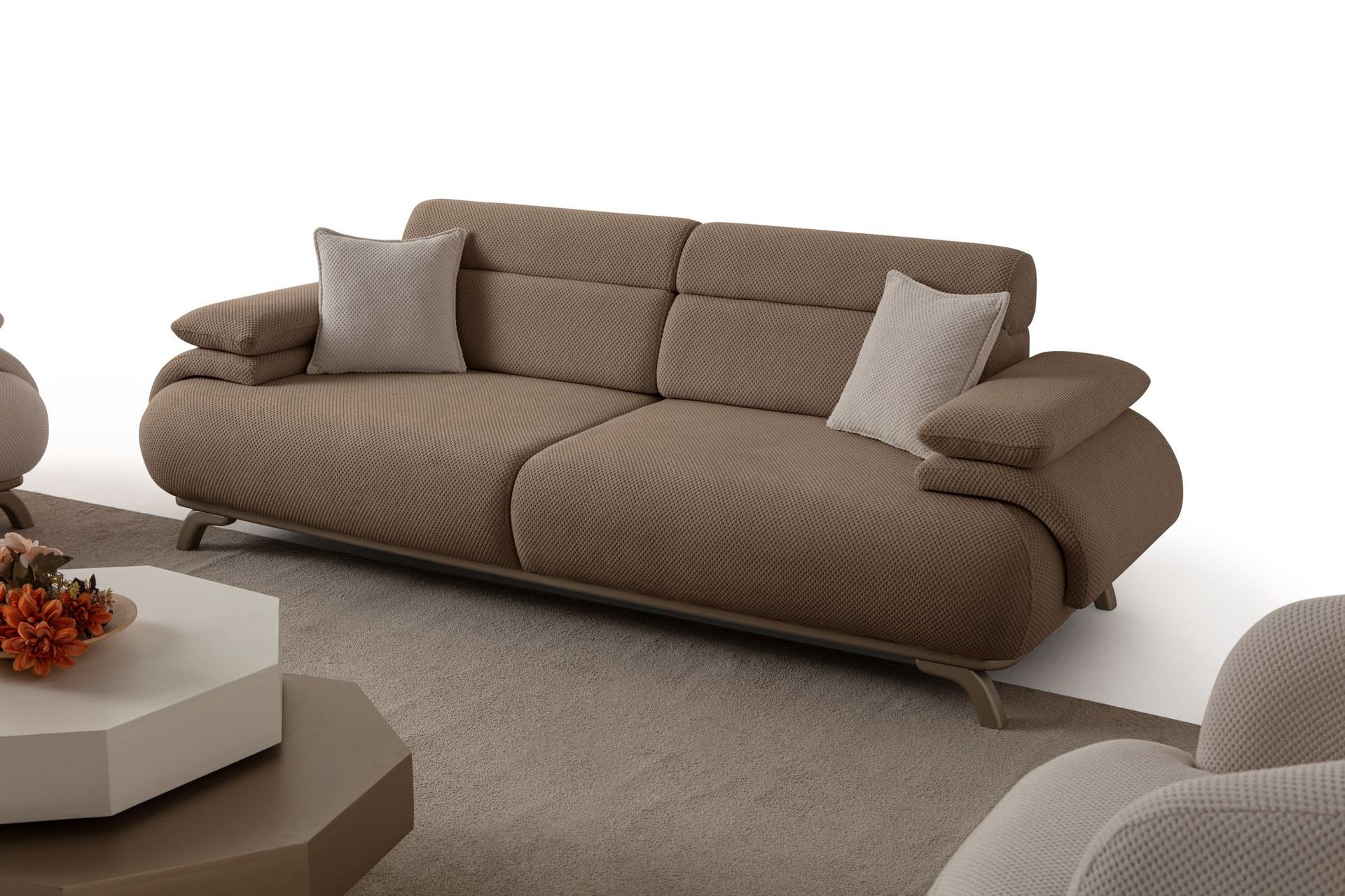 3-seters sofa Atelier Del Sofa Bonjo Silver (246 x 81 x 97 cm) Latte - Latte