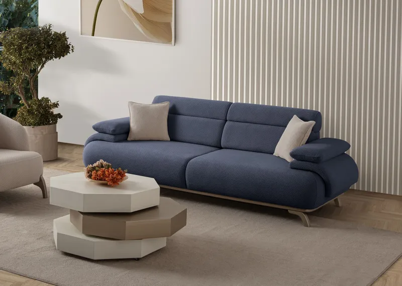 3-seters sofa Atelier Del Sofa Bonjo Silver (246 x 81 x 97 cm) Navy Blue - Marineblå - Møbler - Sofaer - Sofa 3 seter
