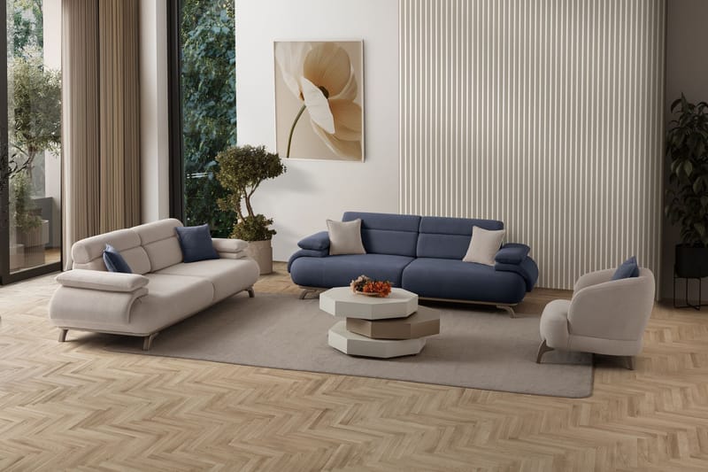 3-seters sofa Atelier Del Sofa Bonjo Silver (246 x 81 x 97 cm) Navy Blue - Marineblå - Møbler - Sofaer - Sofa 3 seter