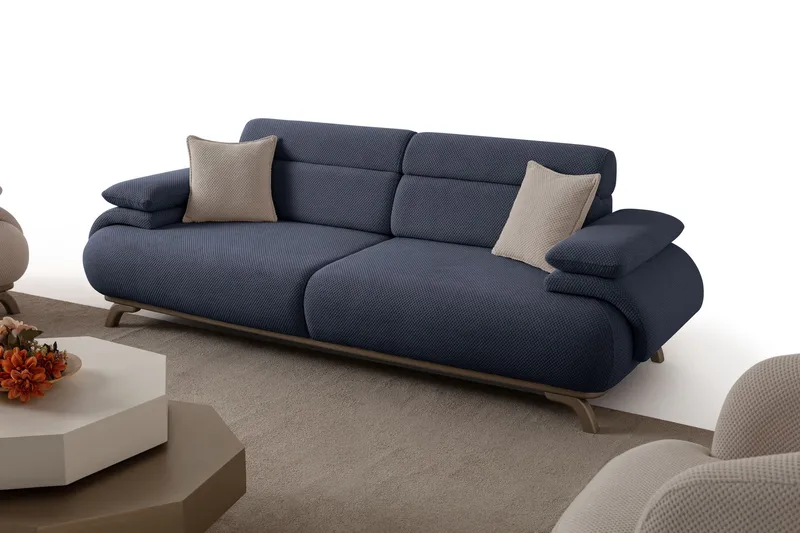 3-seters sofa Atelier Del Sofa Bonjo Silver (246 x 81 x 97 cm) Navy Blue - Marineblå - Møbler - Sofaer - Sofa 3 seter