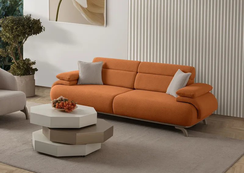 3-seters sofa Atelier Del Sofa Bonjo Silver (246 x 81 x 97 cm) Tile Red - Teglsteinrød - Møbler - Sofaer - Sofa 3 seter